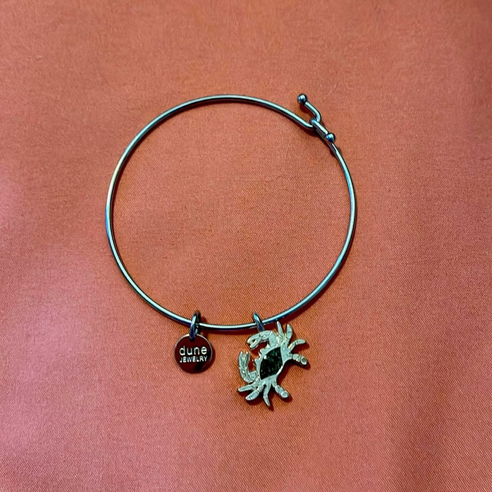 Dune crab silver bangle bracelet with sand from Anna Maria Island Florida